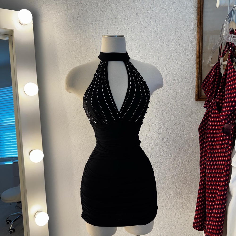 Elegant Black Halter Dress